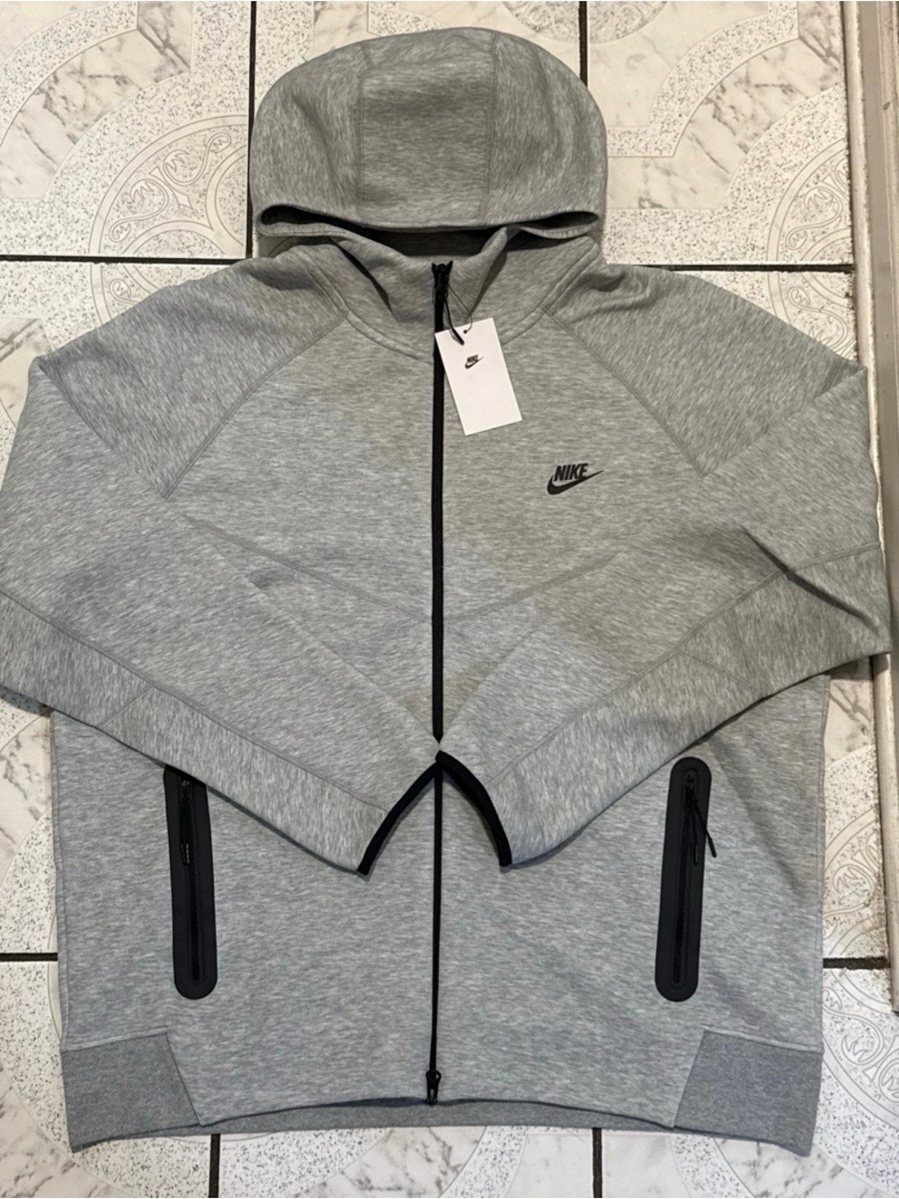 New Nike Tech Fleece Full-Zip Hoodie Heather Grey Men's Size Large FB7921-063